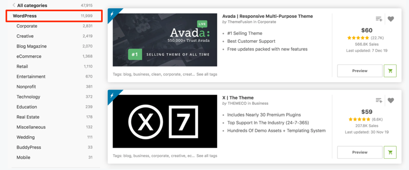 Wordpress theme marketplace