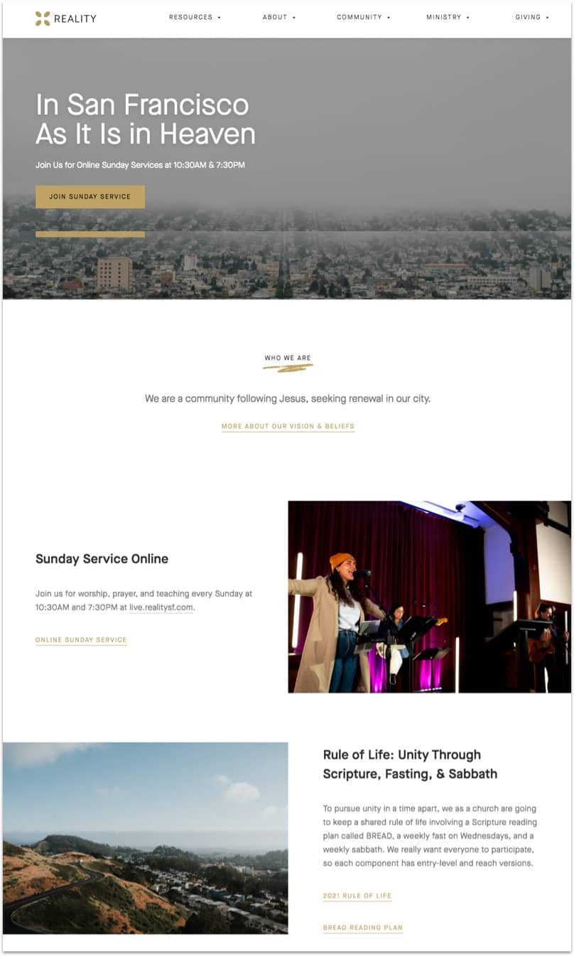 Reality SF Church Website