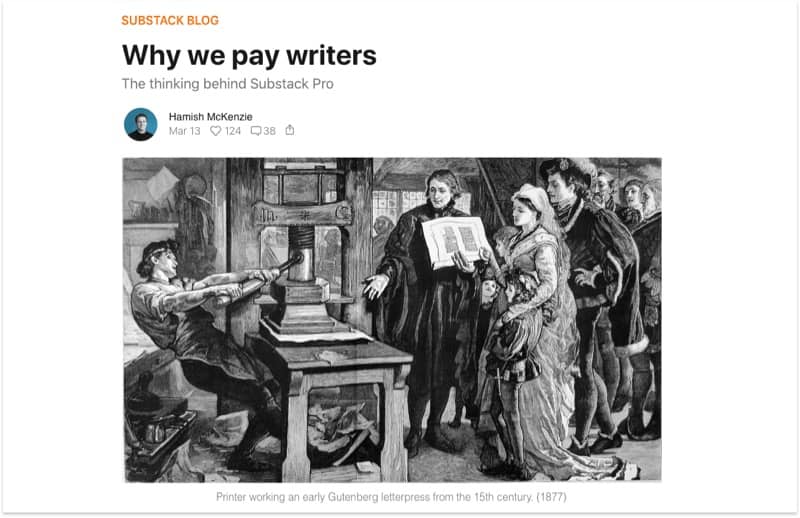 Substack blog - Why they pay writer