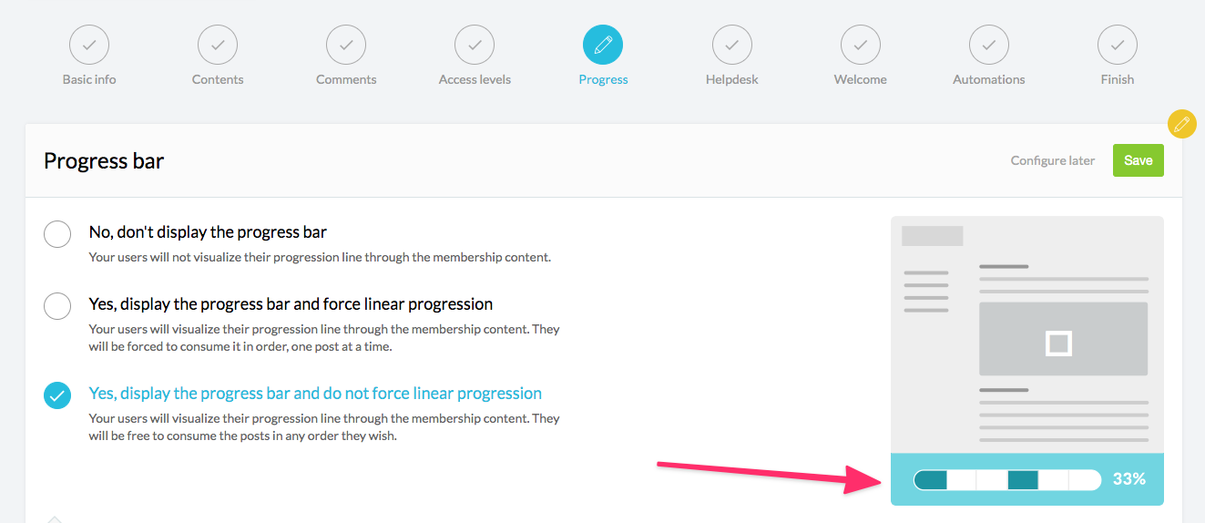 Enable members Progression