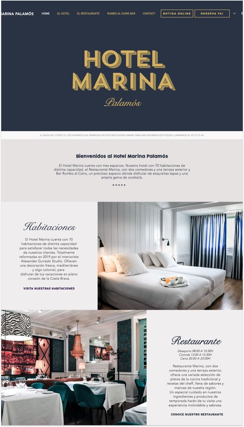 Hotel Marina Palamos Website