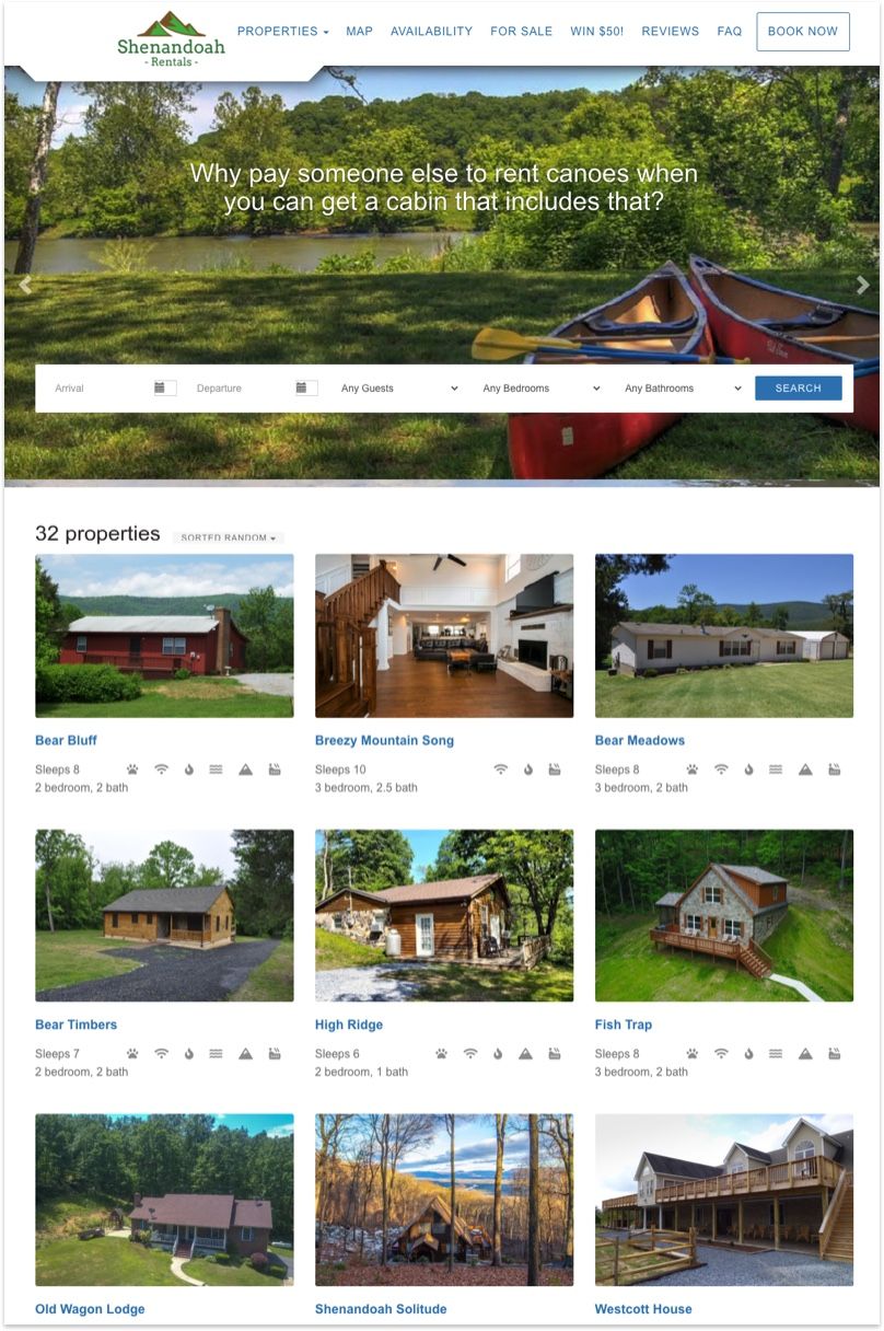 Shenandoah Rentals Website