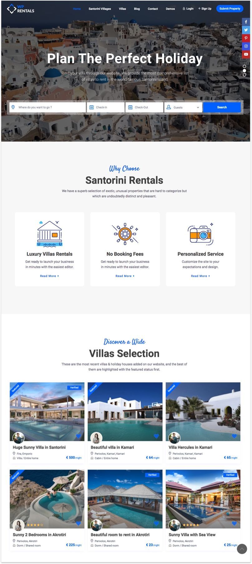 Santorini Rentals Website