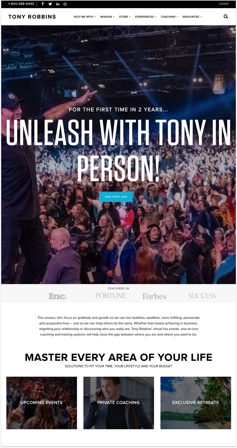 Tony Robbins' Website