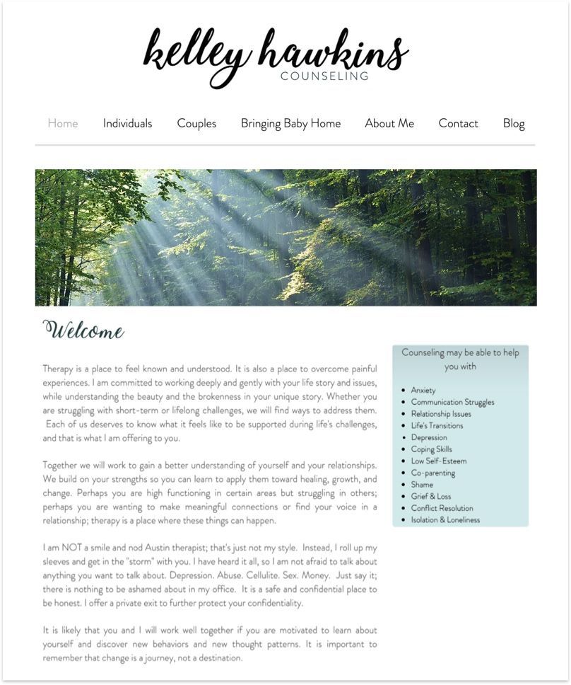 Kelly Hawkins Counseling Website