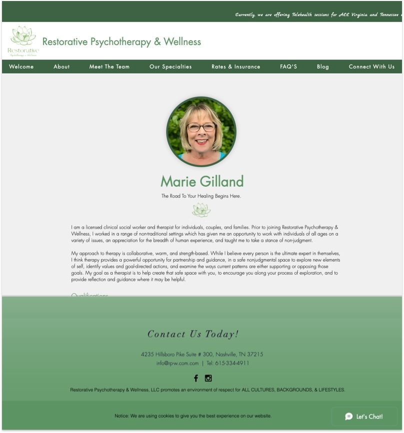 Restorative Psychotherapy & Wellness Website