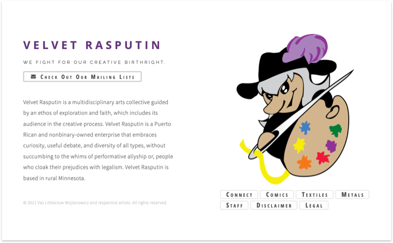 Velvet Rasputin Carrd Website