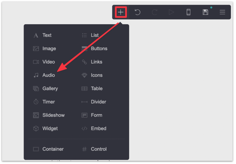 Add an audio block