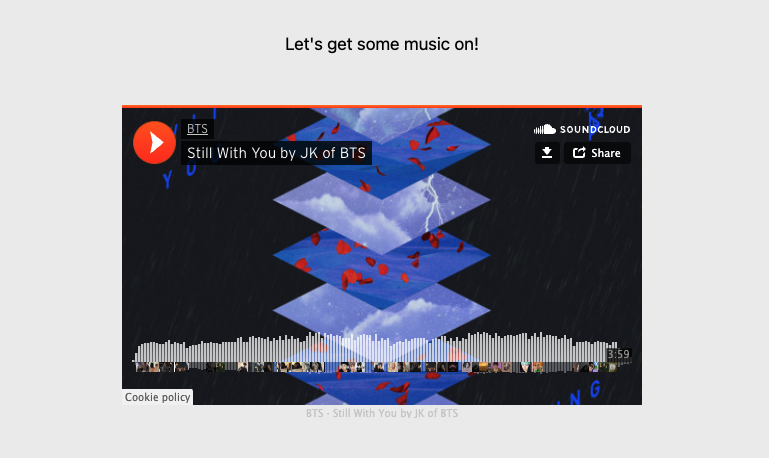 The embedded Soundcloud music player