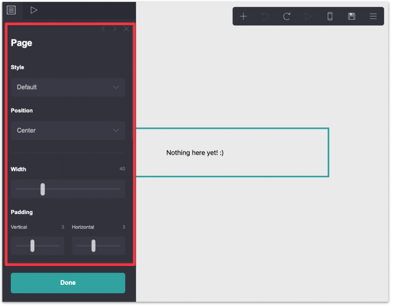 Carrd page element editor