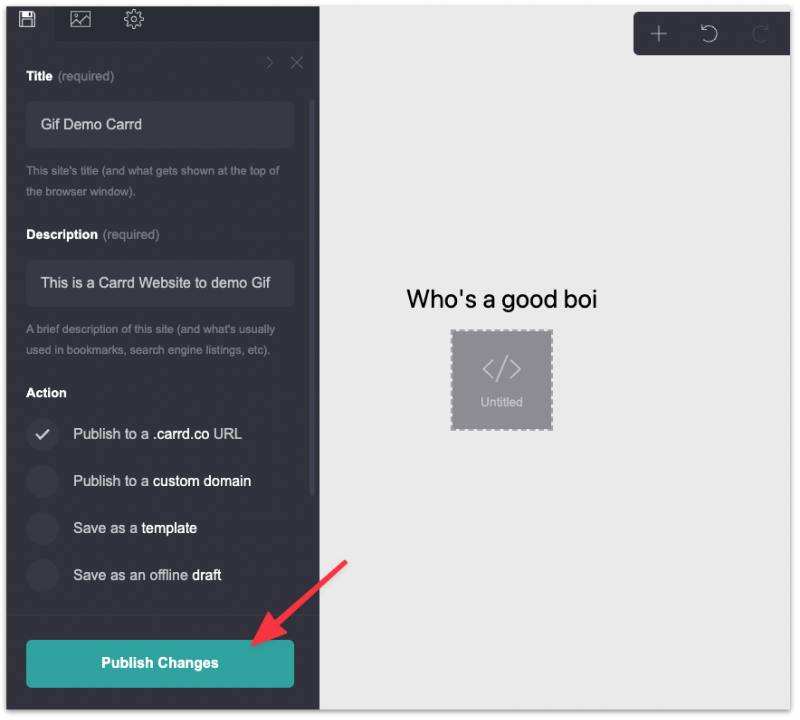 Publish all changes on Carrd