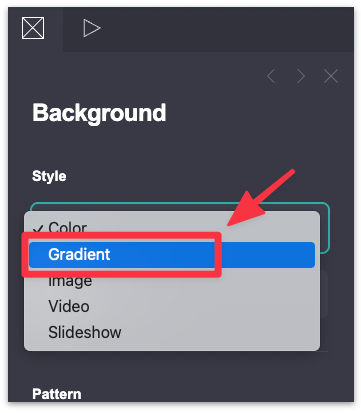Change the background style to Gradient