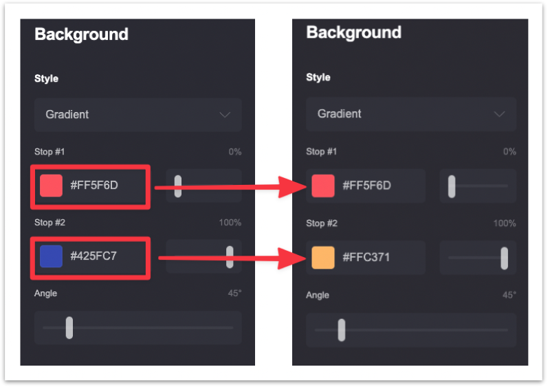 Customizing the gradient background color