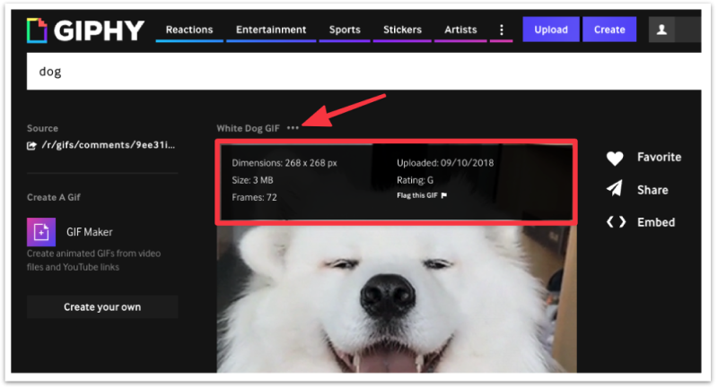 Find the size and dimension info for your Gif