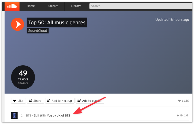 Go to Soundcloud and find your music title