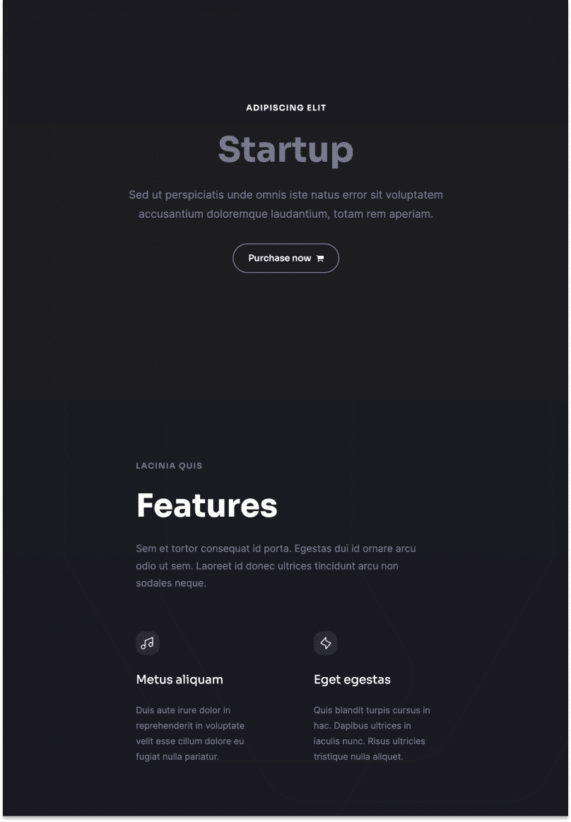 Startup landing page Carrd template