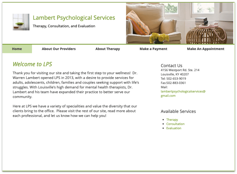 Lambert Psychological services website