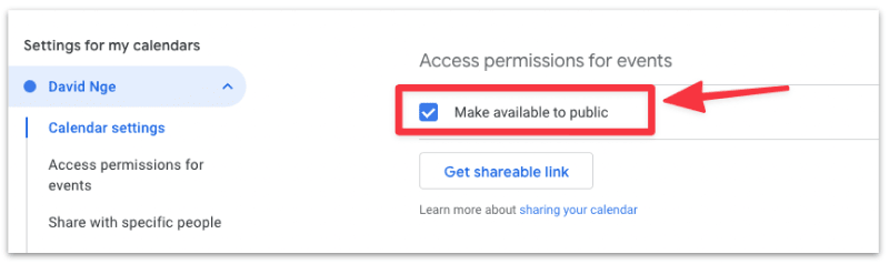 Make your calendar accessible to public