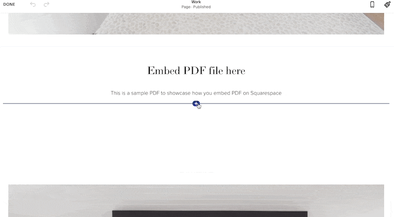 Add an Embed block in the Squarespace editor