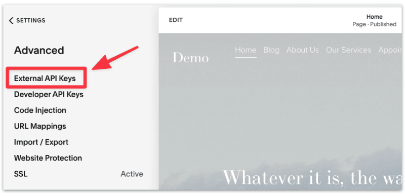Head to external API Keys