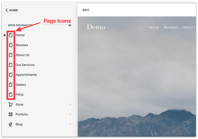 Look for the page icon