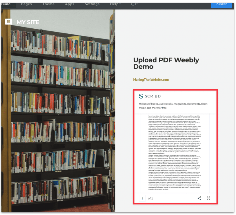 The embedded PDF file on your site