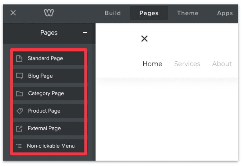 Types of pages you can create in Weebly