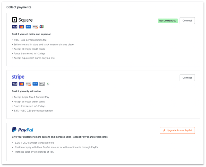 Weebly's payment processors and transaction fees