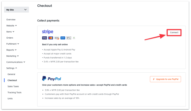Connect Stripe with Weebly