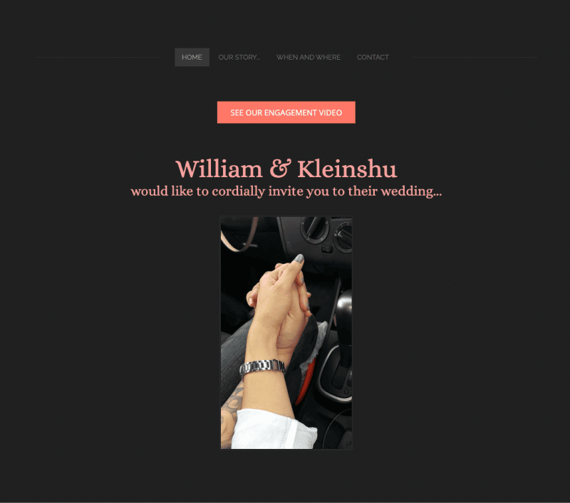 William and Kleinshu's wedding site