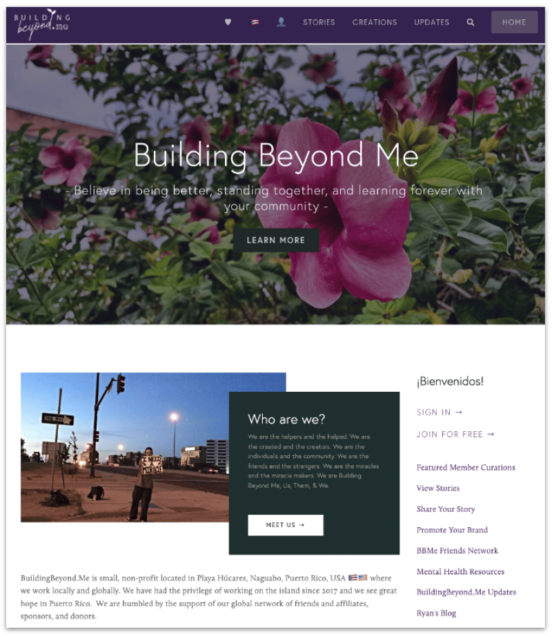 Building beyond me home page
