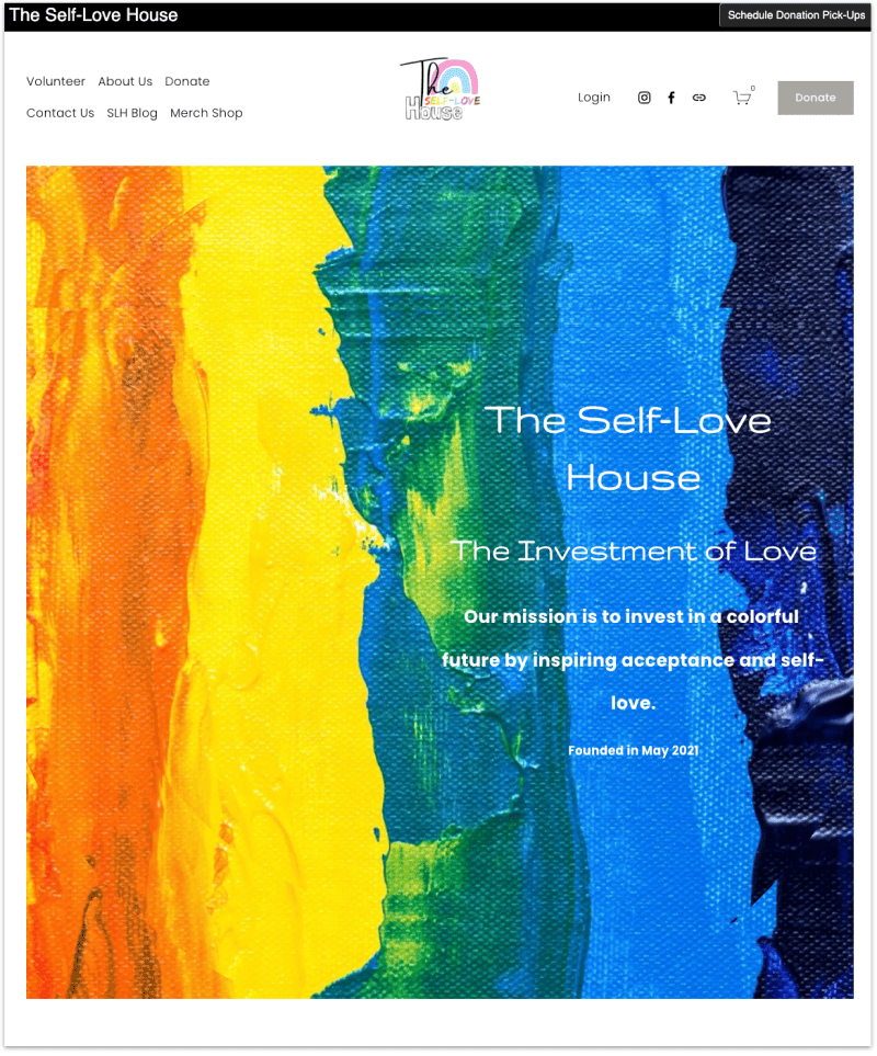 The self-love house home page