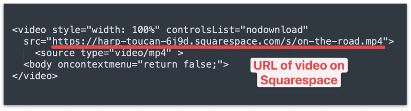 Code to display uploaded video on Squarespace site