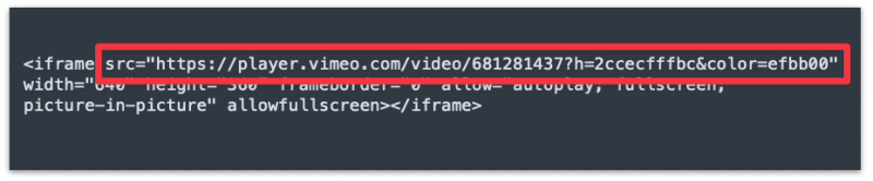 Locate the Vimeo embed URL