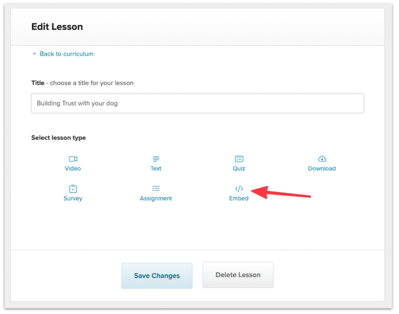 Add an embed lesson