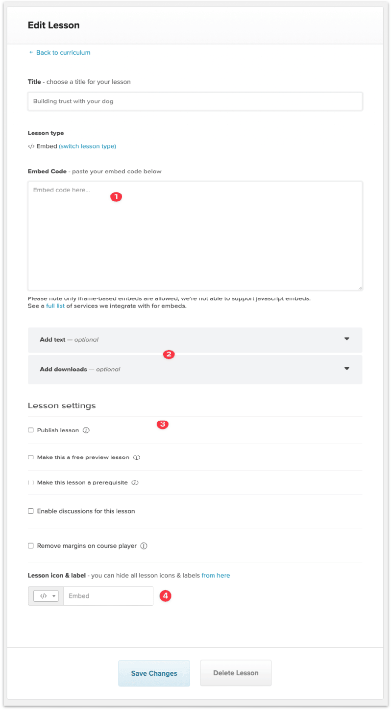 Add the lesson details