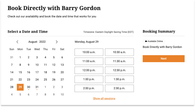 Book a call with Barry the owner