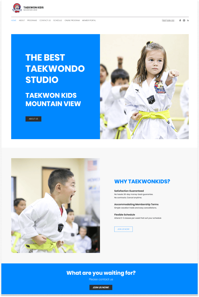 Taekwon Kids Landing Page