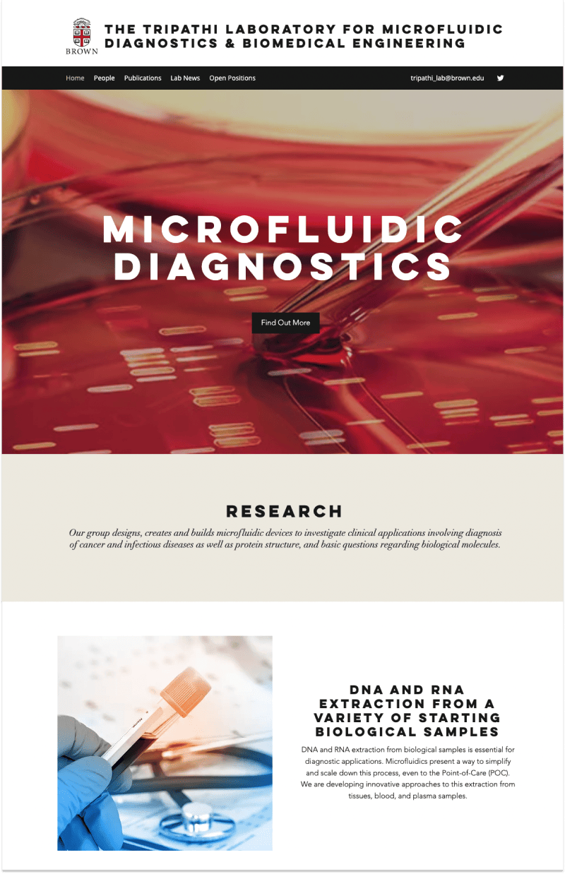 Tripathi Lab Landing Page