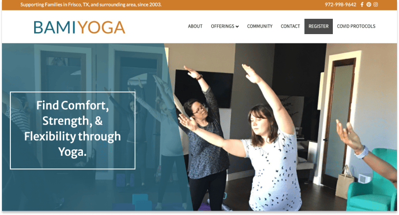 BAMI Yoga home page