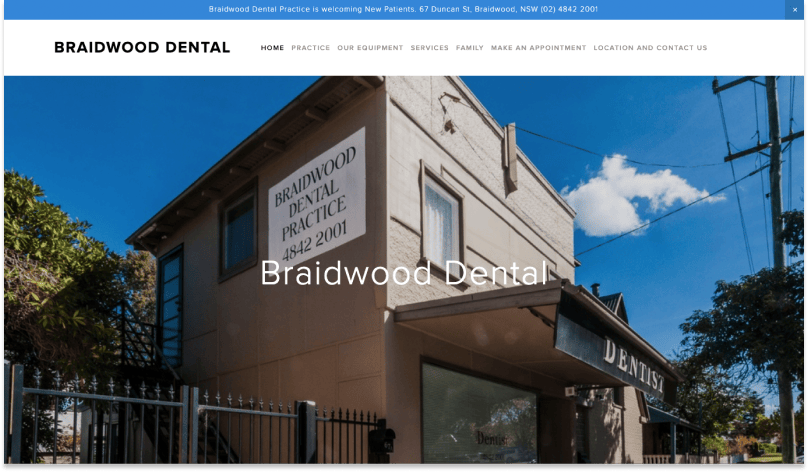Braidwood Dental Practice home page