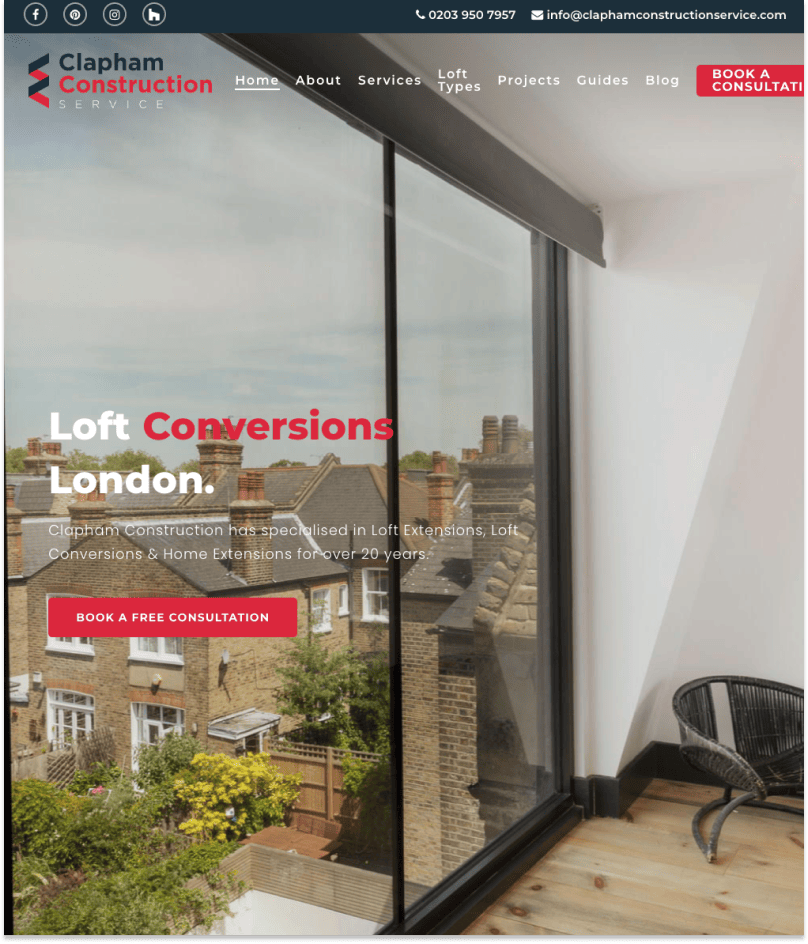 Clapham Construction Service home page