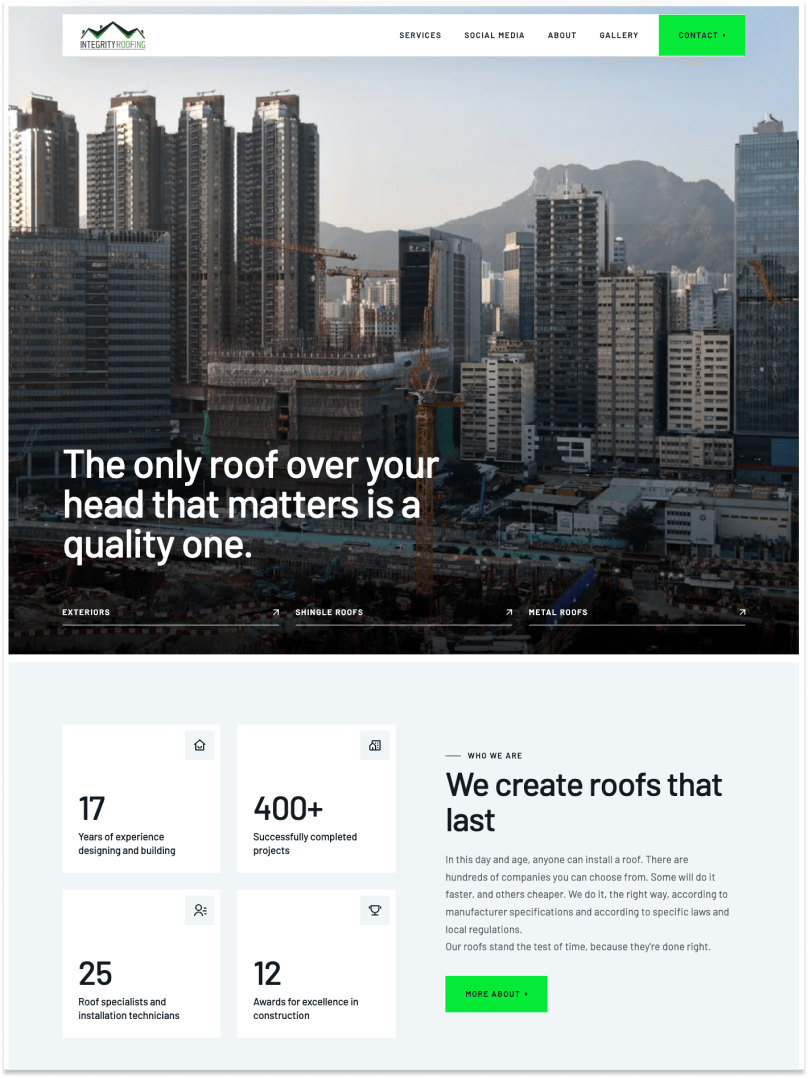 Integrity Roof Works home page