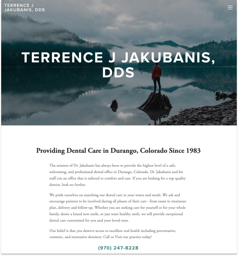 Terrence Jakubanis Dental Care home page