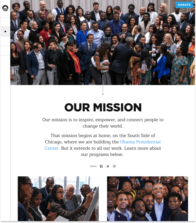 Obama foundation home page