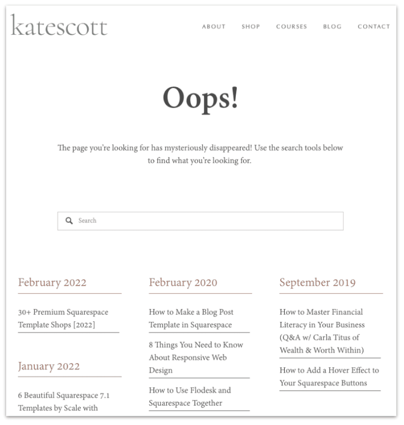 Kate Scott's custom 404 page