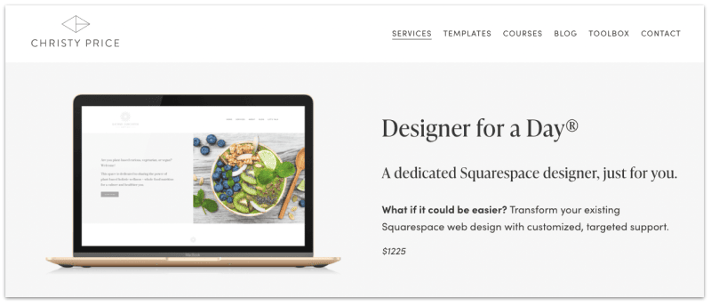 Squarespace design service from Christy Price