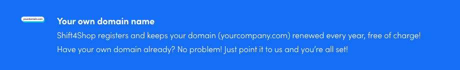 Shift4Shop's generous policy will help you renew your custom domain for free, or you can connect to your existing custom domain.