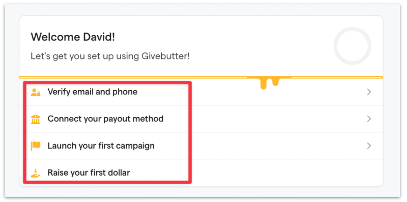 GiveButter onboarding checklist