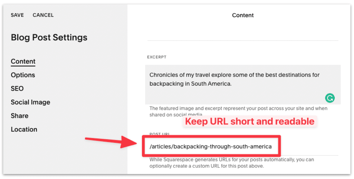 Change the default URL to a short and easy-to-read URL